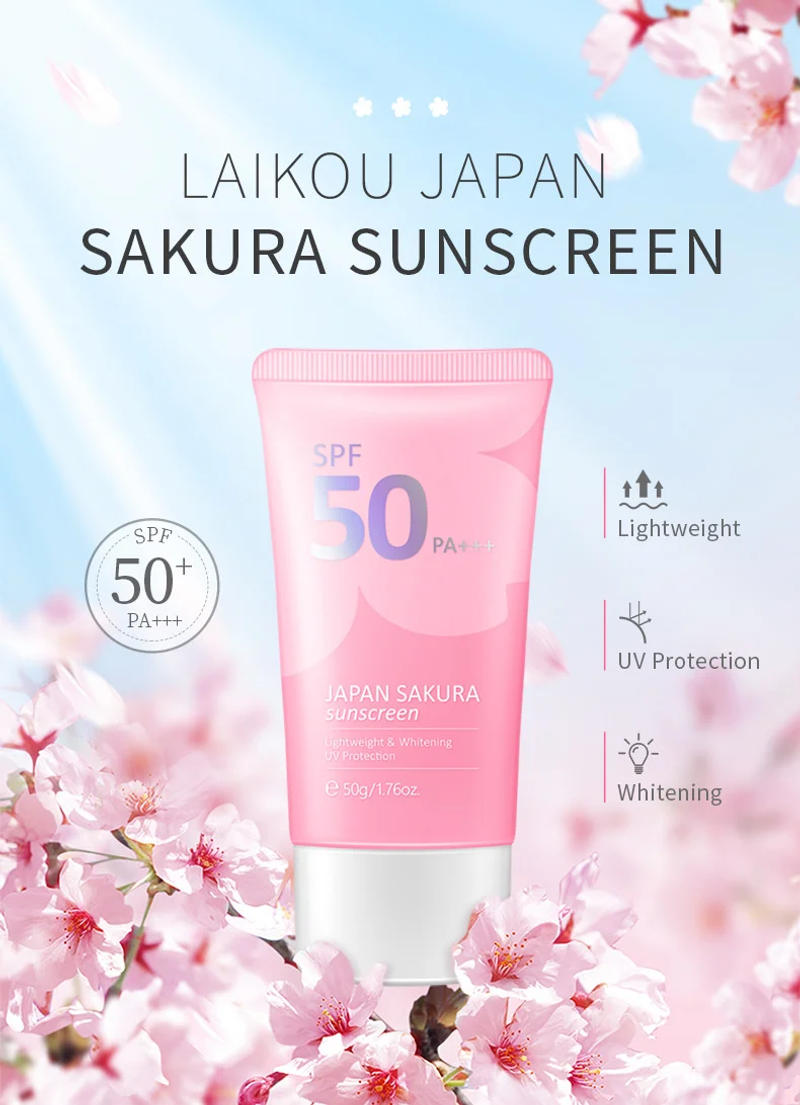 Description Picture 2 of itemSakura Sunscreen Cream Protector SPF50 Facial Moisturizer Whitening Sun Block Gel Isolation Lotion Cream Bleaching Creams Facial