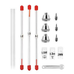 Airbrush Nozzle Needle Replacement Needles Part Sprayer Tips Air Painting Cap Accessories Brushes 0. Machine Spray 2Mm Set 3Mm