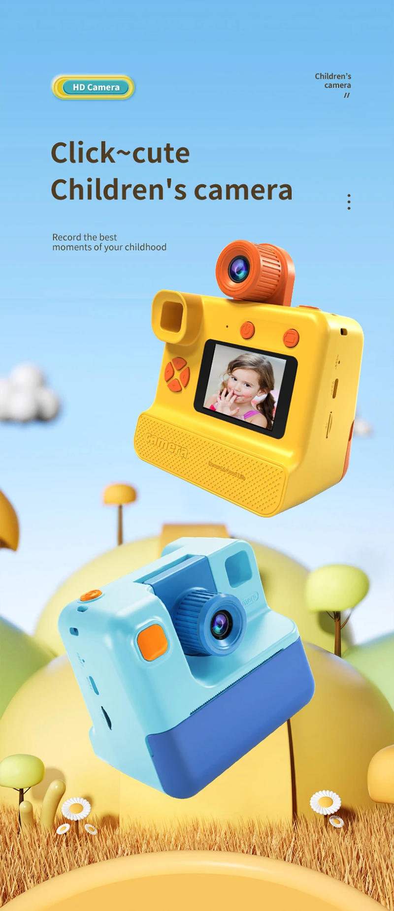 Description Picture 2 of itemKids Instant Camera Print Camera For Children 1080P HD Digital Video Photo Camera Paper Child Toy For Christmas Birthday Gift