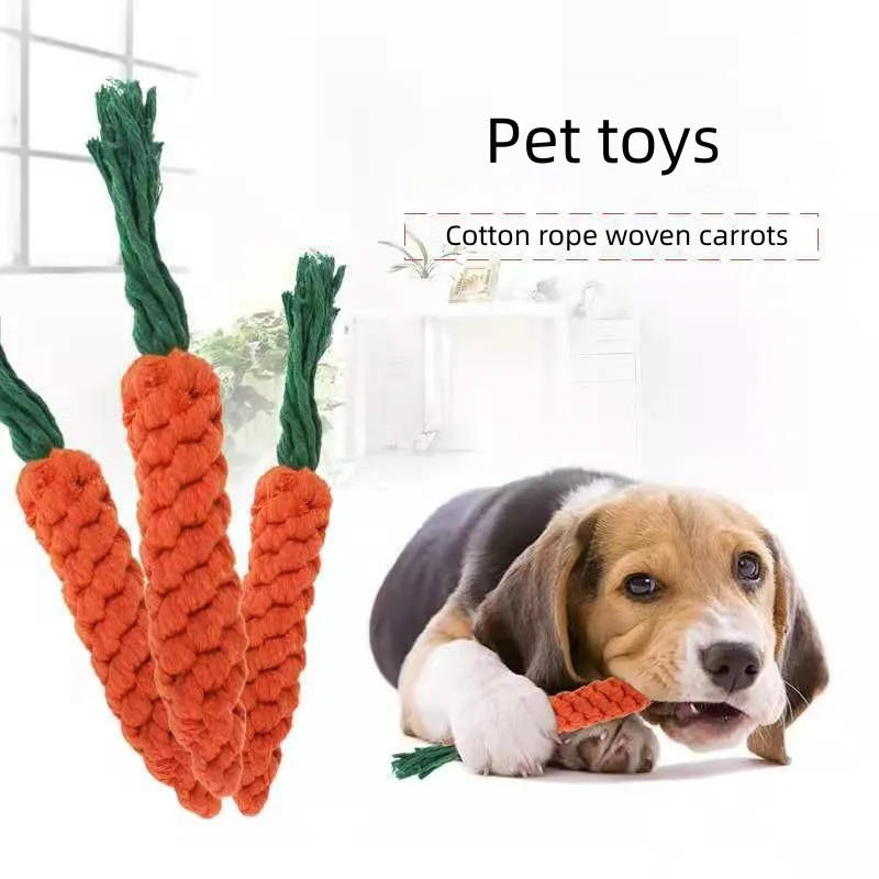 Description Picture 2 of itemDog Bite Stick Cotton Rope Woven Carrots, Teeth Grinding Toys, Wear and Bite Resistance, Interactive Pet Accessories