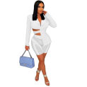 ANJAMANOR Two Piece Club Outfits Women Sexy Asymmetric Blazer and Mesh Shorts Leggings Matching Sets Fall 2023 D58-ED25