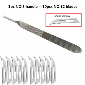 10pcs NO.10/11/15/20/23 Blades and Handle Metal Steel Surgical Tool DIY Cutting Phone PCB Repair Carving Craft Knife Scalpel