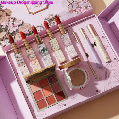 10Pcs/Set Cosmetic Makeup Set Finishing Face Powder Eye Shadow Mascara Eyeliner Make Up Tools Full Kits Makeup Gift Box