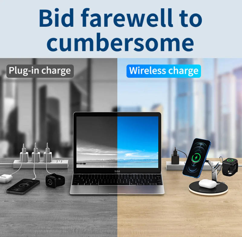 Description Picture 6 of itemMagnetic Wireless Charger 3 in 1 For iPhone 12 13 14 15 Pro Max 15W Fast Wireless Charging Dock Station For Apple Watch Charger