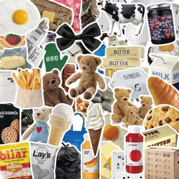 50PCS Ins Style Cute Stickers Cartoon Milk Butter Food Decals Fridge Phone Suitcase Laptop Notebook Sticker Kids Toy Stickers