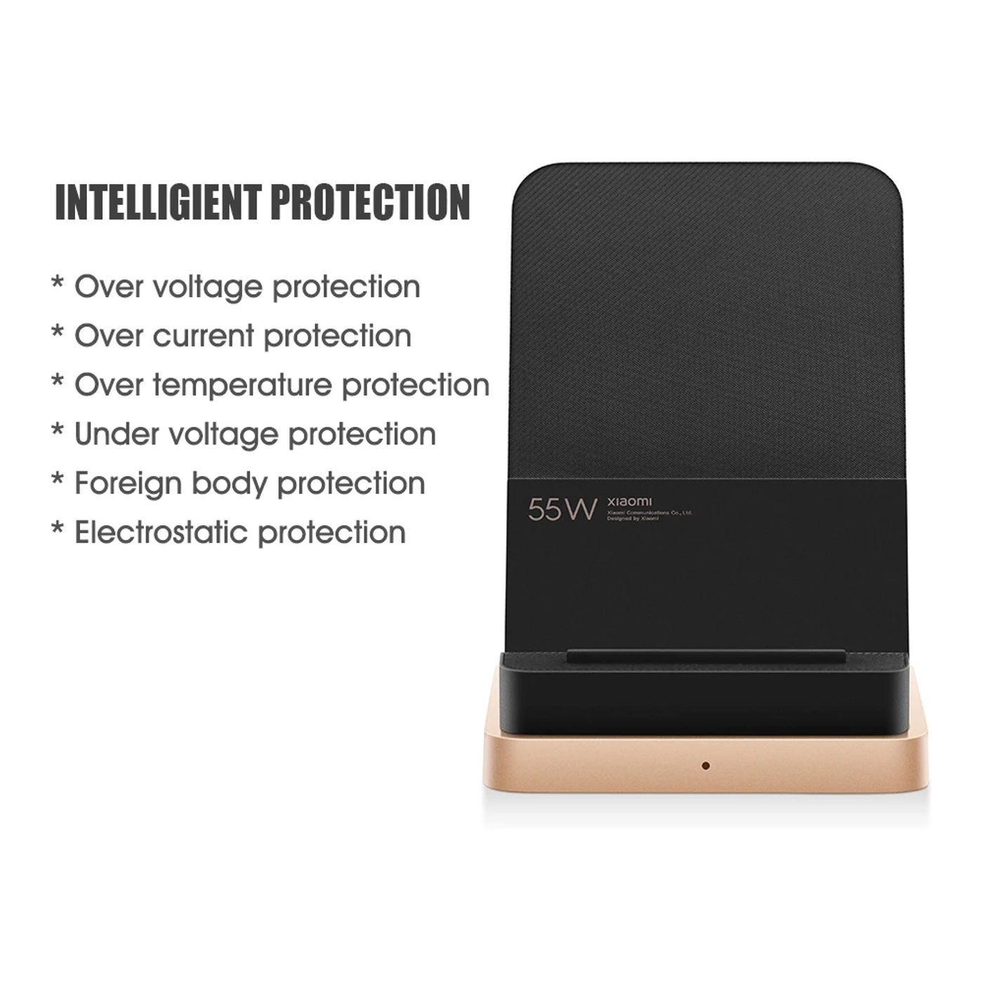Description Picture 4 of itemNEW Xiaomi 55W Wireless Charger Vertical Quick Charger Air-cooled Wireless Charging Support Fast Charger For Xiaomi 10 Pro