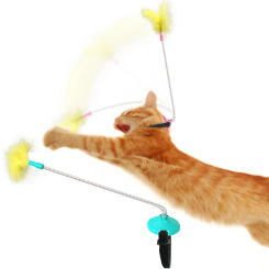 Cat Self-excited Collar Neck Toy Spring Feet With Tap Tease Cat Stick Training Feather Toy Pet Supplies Funny Throwing Toys