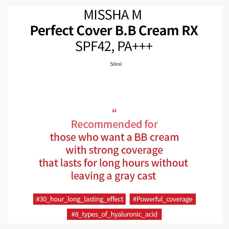 Description Picture 5 of itemMISSHA M Perfect Cover BB Cream RX # 23 Natural Beige Liquid Foundation Durable Waterproof Whitening Concealer Korean Cosmetics