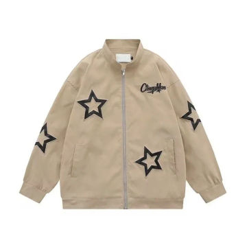 Deeptown Vintage Bomber Jacket Women Star Girl Y2k Streetwear Harajuku Oversize Korean Fashion Black Jackets Zipper Embroidery