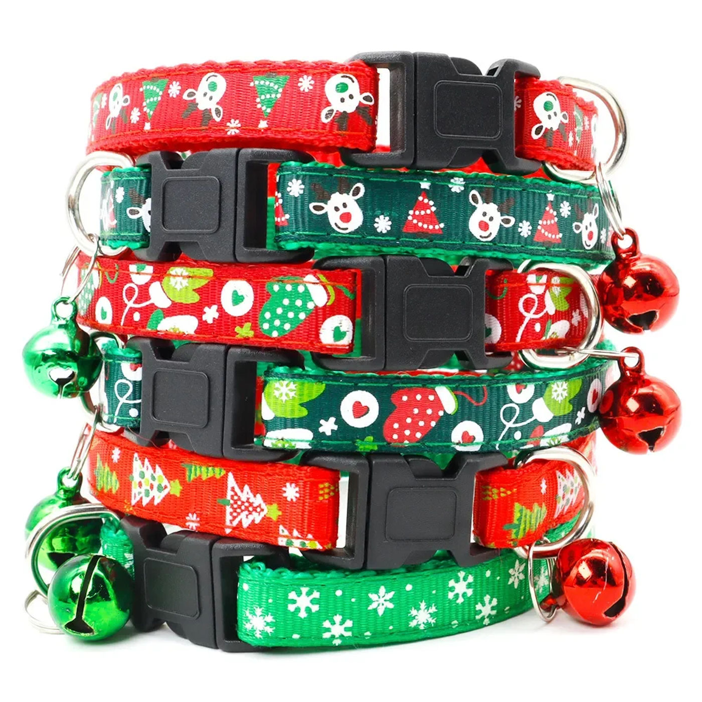 Description Picture 2 of item1pc Pet Collars Delicate Safety Casual Nylon Dog Collar with Bell Chrismas Neck Strap Fashion Adjustable Pet Cat Dog Collar
