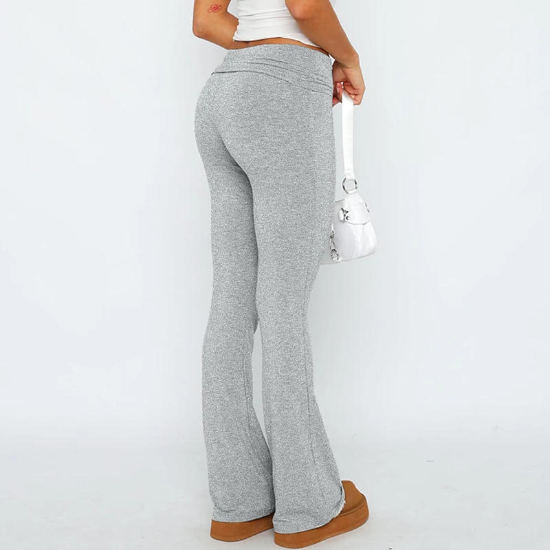 Description Picture 5 of itemWomen Flare Slim Fit Pants High Waist Casual Streetwear Solid Bottom Pant Elastic Fitness Trousers Yoga Leggings Female Clothes