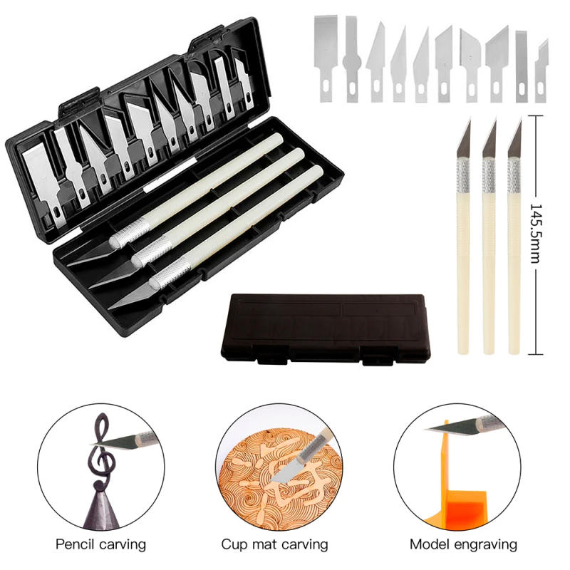 Description Picture 2 of item13PCS Cutter Kit With Box Precision Model Tool Making Hand Carving Tool Arts & Craft Hobby Kit Multifunction Pen DIY Repair Hand