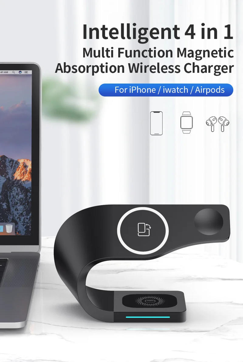 Description Picture 2 of item4 in 1 magnetic wireless charging stand For iPhone 15 14 13 12 fast Charging Station Dock for Apple iwatch Airpods