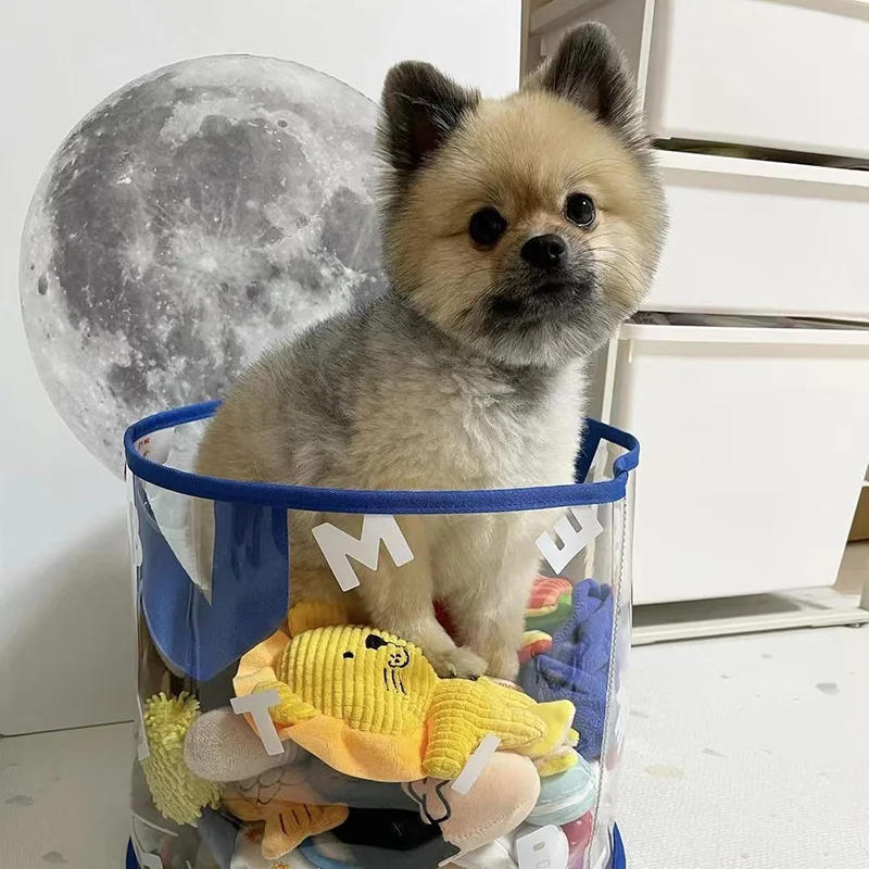 Description Picture 3 of itemINS New PVC Transparent Thickened Toy Storage Basket Snack Dog Toy Sundries Hand-Held Storage Box Dog Supplies