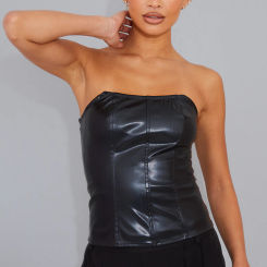 Black Faux Leather Corset
