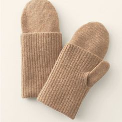 Cashmere Ribbed Mittens - Arctic Heather