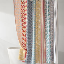 Camille Patchwork Reversible Cotton Shower Curtain