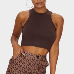 Basic Chocolate Jersey Racerback Crop Top