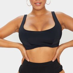 Women's Black Fuller Bust Scoop Neck Bikini Top - Size 10F