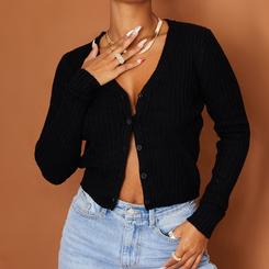 Women's Black Button Front Cardigan - Size S