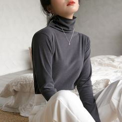 Double sided German velvet pile semi high neck base shirt for women, autumn and winter, stylish interior, heating and velvet long sleev