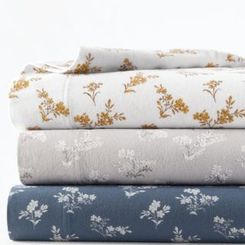 Garnet Hill - Cozy Vintage Floral Organic Cotton Flannel Sheets - Queen - Flat - Amber