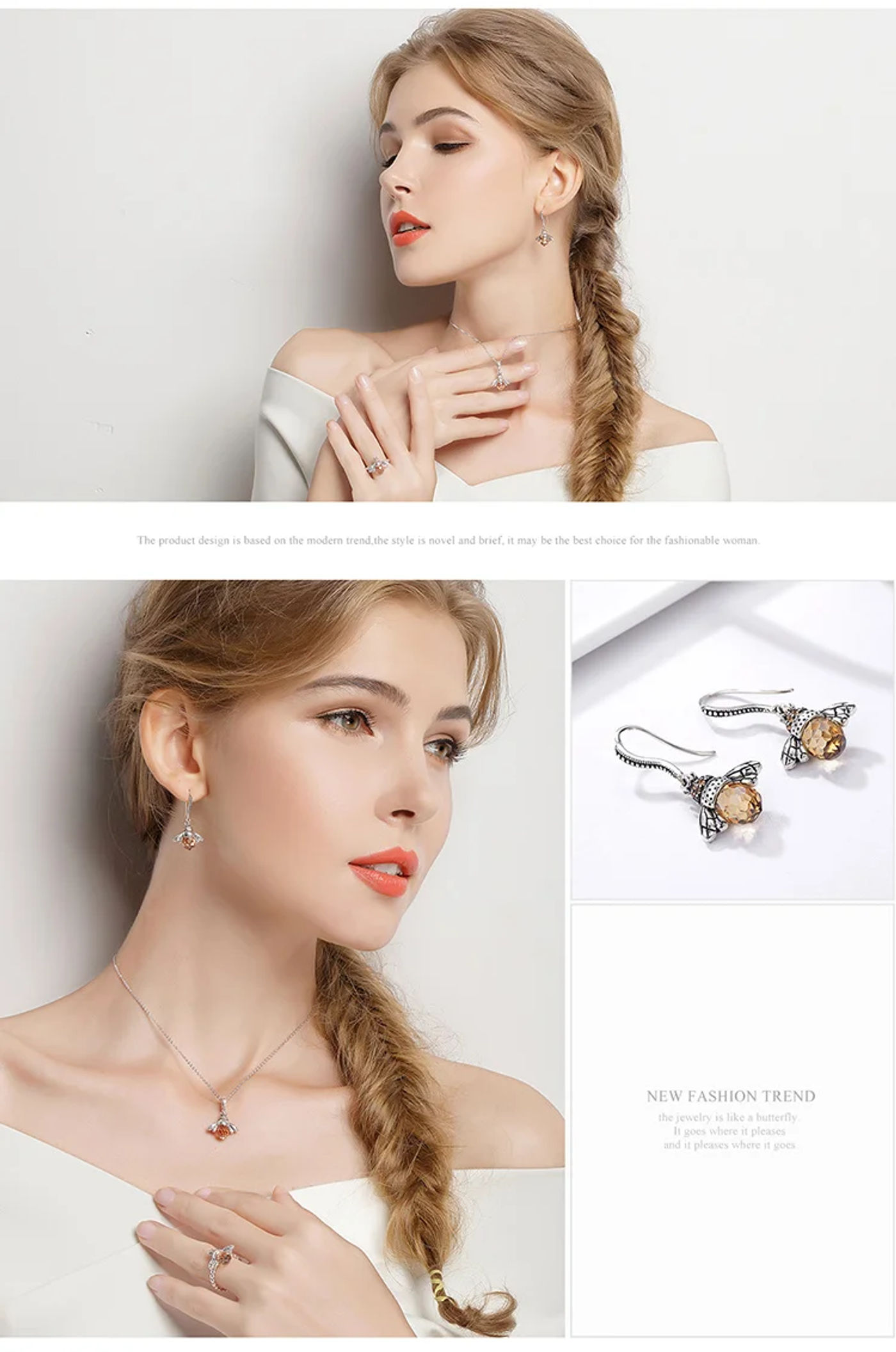 Description Picture 6 of itemBISAER 925 Sterling Silver Bee Drop Earrings with Yellow Zircon - Luxury Fine Jewelry for Women (ECE149)