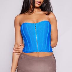 Bright Blue Bandage Hook And Eye Structured Corset