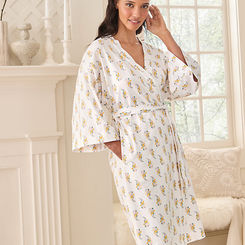 Asian Wrap Organic-Cotton Kimono Robe