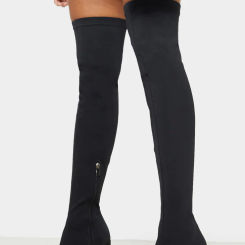 Women's Black Wide Fit Block Heel Thigh High Boot - Size 8