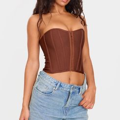 Chocolate Bandage Hook And Eye Structured Corset