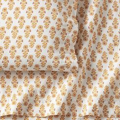 Twin - Artful Pattern Relaxed Linen Flat Sheet - Double - Gold Floral