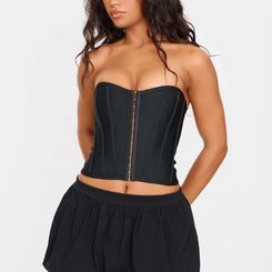 Black Bandage Hook And Eye Structured Corset