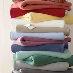 Garnet Hill - Cotton Fleece Blanket and Throw - Twin - Paloma Gray