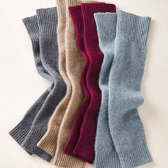 Brushed Cashmere Leg Warmers - one size - Cream Donegal