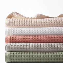 Cotton - Chunky Waffle Weave Organic Cotton Blanket and Throw - Twin - White