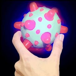 2.5" Light-Up Bouncy Ball with Spikes- Green w/ Orange Spike