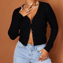 Black Button Front Cardigan