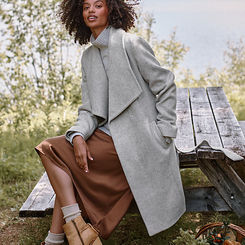 Cole Haan - Women - Shawl Collar Coat - 8 - Gray