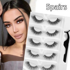5 Pairs 3D False Eyelashes Glue-Free Fake Eyelashes Reusable Lashes Extension Self-adhesive Artificial Eyelashes Eye Makeup