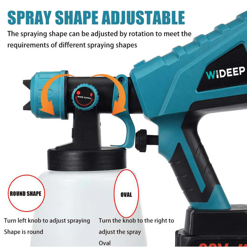 Description Picture 4 of item18V 1500W Electric Cordless Spray Gun High Power HVLP Paint Sprayer Auto Furniture Steel Coating Airbrush For Makita 18V Battery