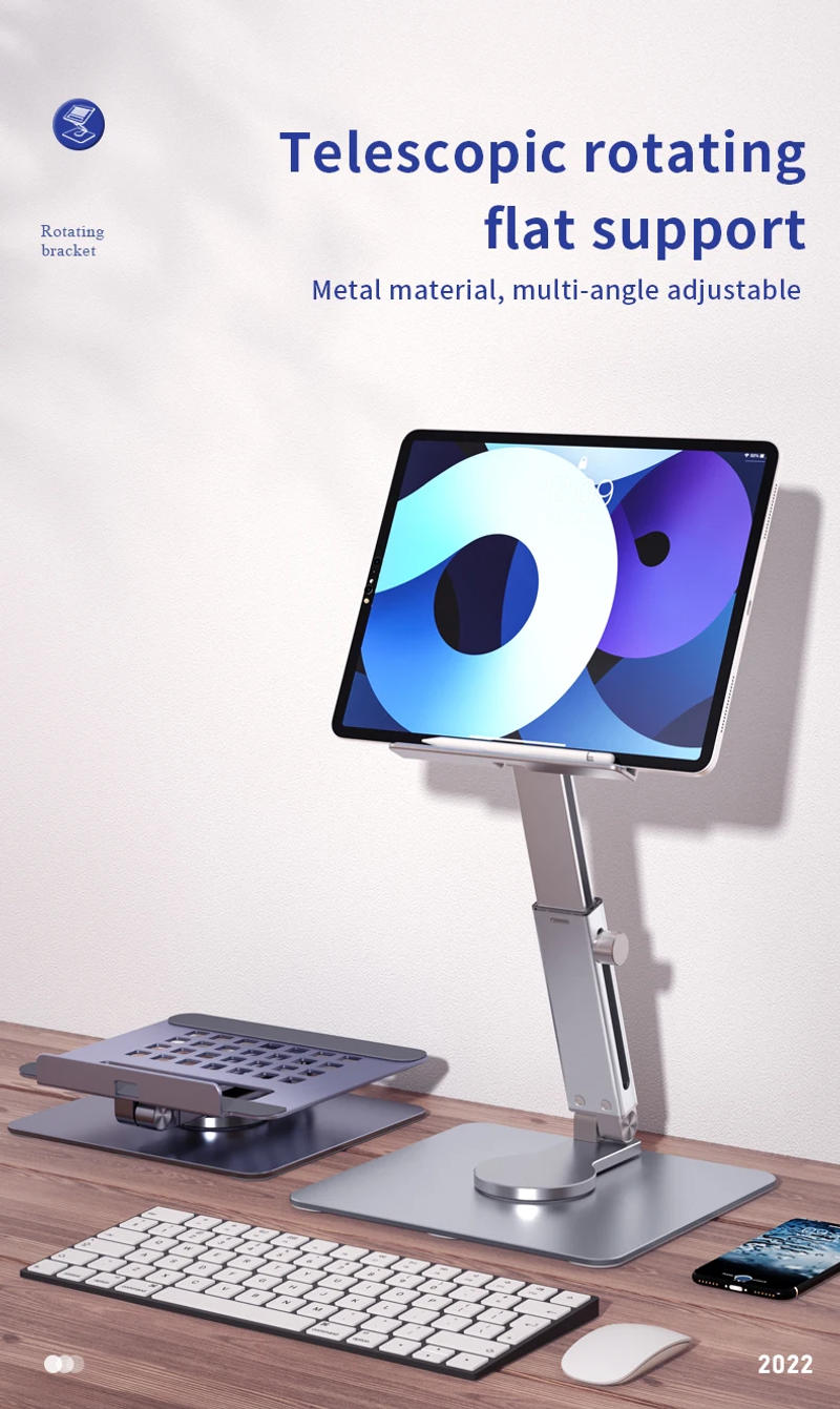 Description Picture 2 of itemDesk Aluminum Alloy Tablet Stand Holder Foldable 360° Rotating Hands Desktop Mount Anti Slip For iPad Pro Xiaomi Huawei Tab Pc