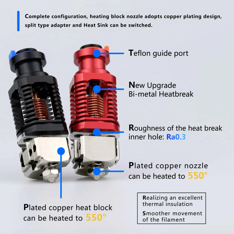 Description Picture 6 of itemV6 Hotend Kit 3d printer parts I3 MK3 Titan Bowden V2 Extruder 3D Printer Red Lizard k1 Assembled Plated Copper Hotend