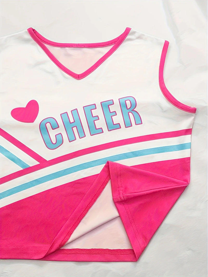 Description Picture 4 of itemPink Letter Print Cheerleader Clothes Women's Mini Skirt Stage Performance Clothes Performance Clothes Party Uniforms