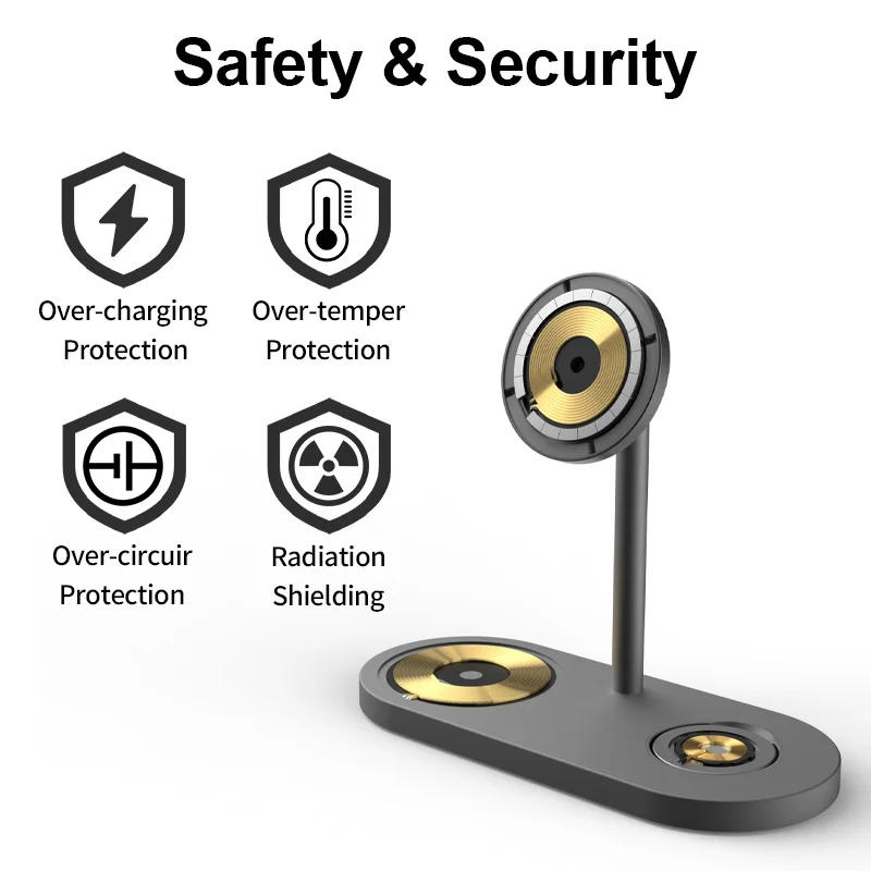 Description Picture 4 of itemKUXIU 3 in 1 Magnetic Wireless Chargers Stand For iPhone 13 14/Airpods Watch/iWatch Headset,Aluminum Alloy Mobile Phone stand