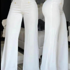 Elegant High Waist Wide Leg Bootcut Pants 2023 Summer European & American Fashion Simple Women's Flared Trousers