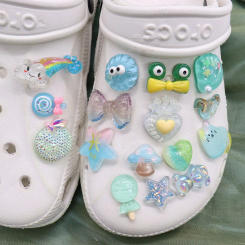 1pcs Resin Rainbow Lollipop Frog Eyes Mushroom Croc Button Charms Children Shoes Decorations Fit Jibz Birthday Gifts