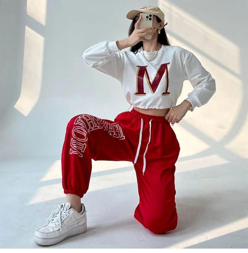 Description Picture 5 of itemWomen Pants American Jazz Casual Leggings Sweatpants Print Letter Trousers Korean Fashion Streetwear Women Clothing Y2k Clothes