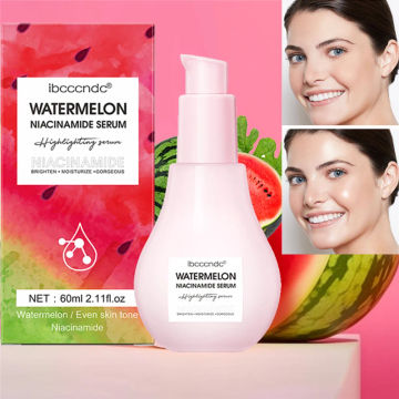 Watermelon Glow Niacinamide Dew Drops Serum Brightening Makeup Primer Cream Moisturizer Facial Serum Skincare Liquid Highlighter