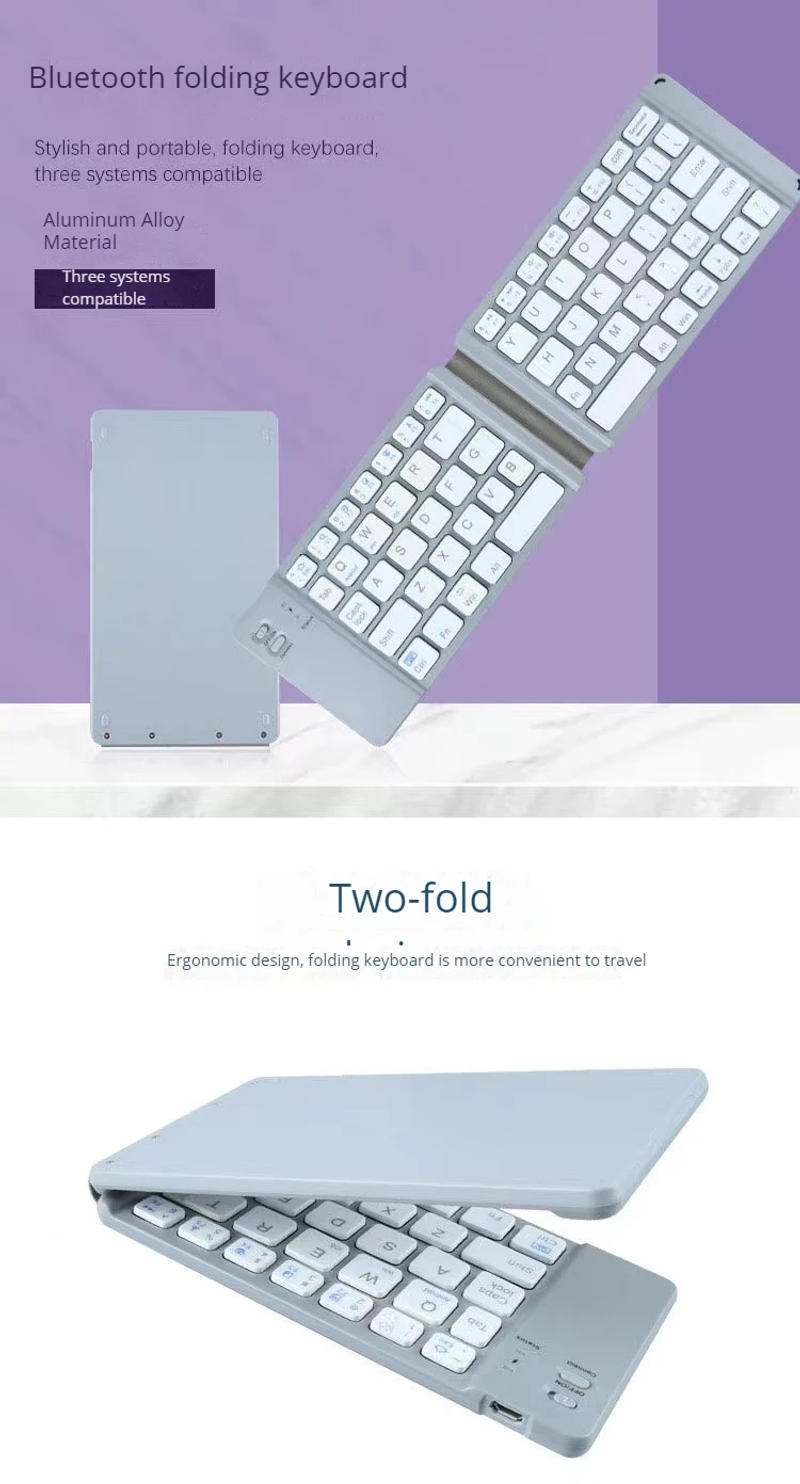 Description Picture 5 of itemPortable Bluetooth Wireless Keyboard Two-fold Keyboard Mini Tri-system Universal Keyboard For Iphone Android Foldable Keyboard